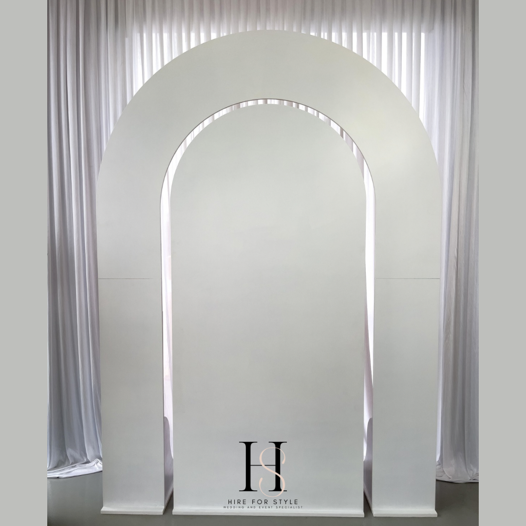 Large White Double Arch Backdrop Hire