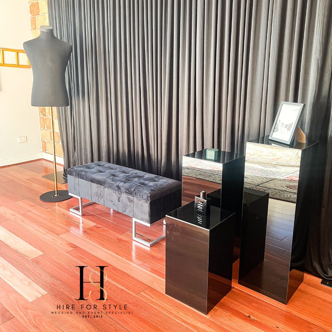 Acrylic Square Plinth - Black - HIRE