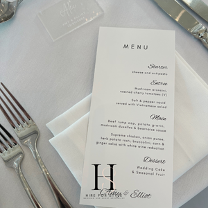 Individual Guest Menus - Design & Print