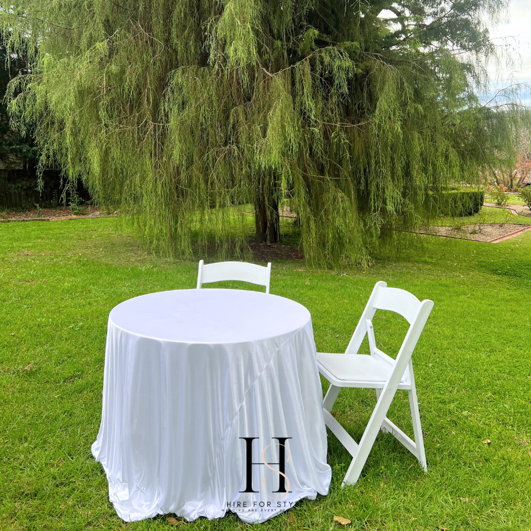 Add On Table Add on - Round Signing Table with Tablecloth and Overlay – Hire For Style