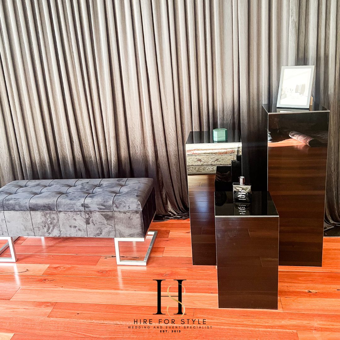 Acrylic Square Plinth - Black - HIRE