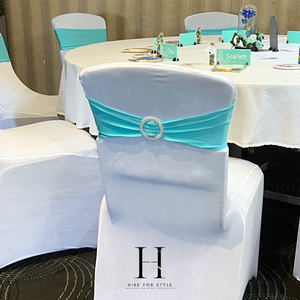 Aqua Blue Lycra Chair Band HIRE