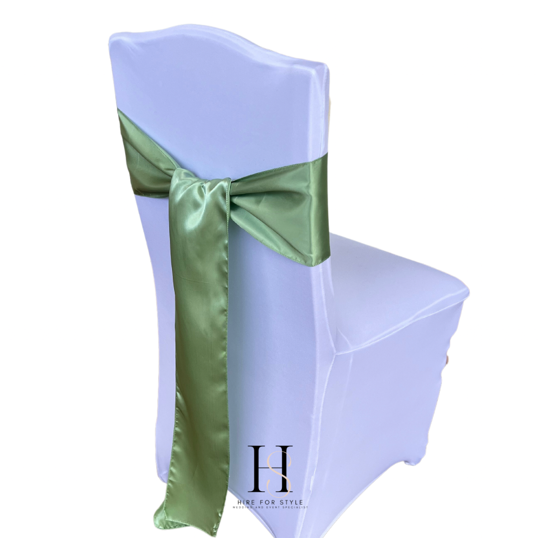 Green Satin Chair Sash HIRE