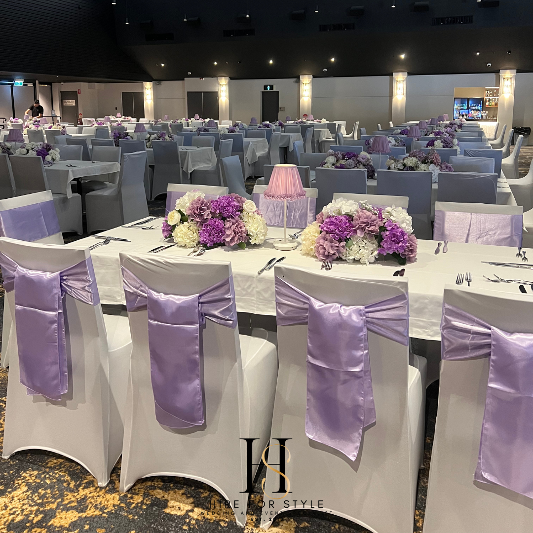 Lavender Purple Satin Chair Sash Hire
