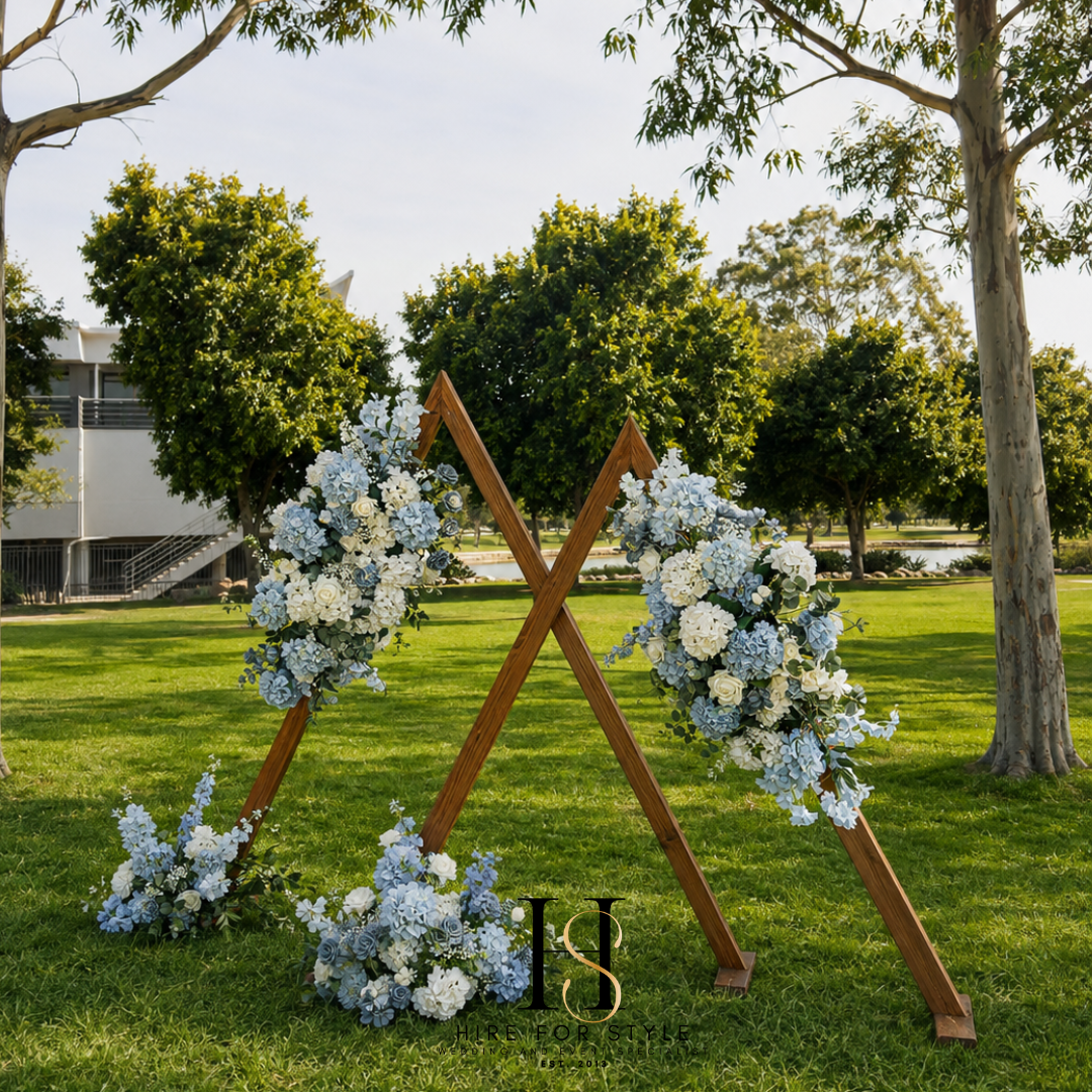 T105 Triangle Pair Wedding Arbour with 42 Gladiator Folding Chairs Wedding Package