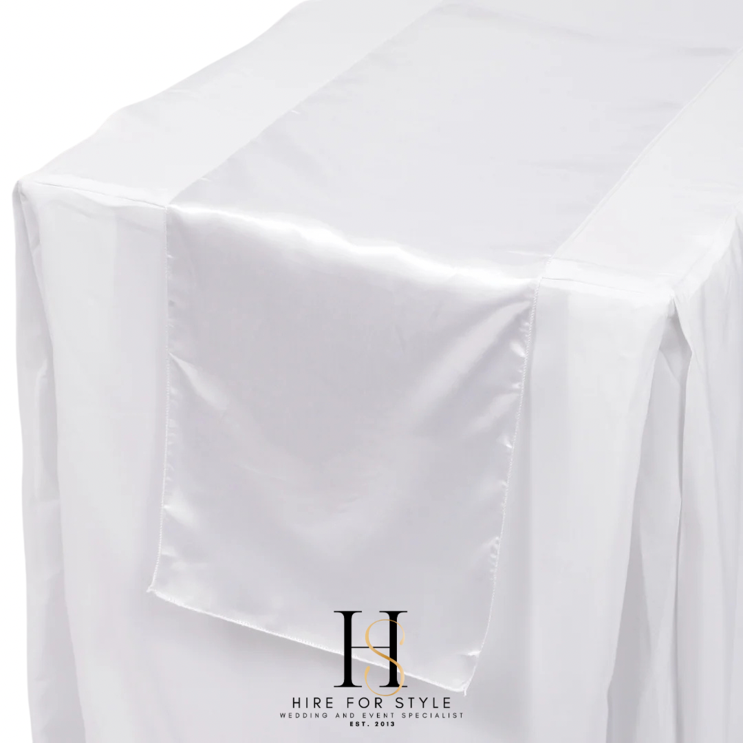 White Satin Table Runner HIRE