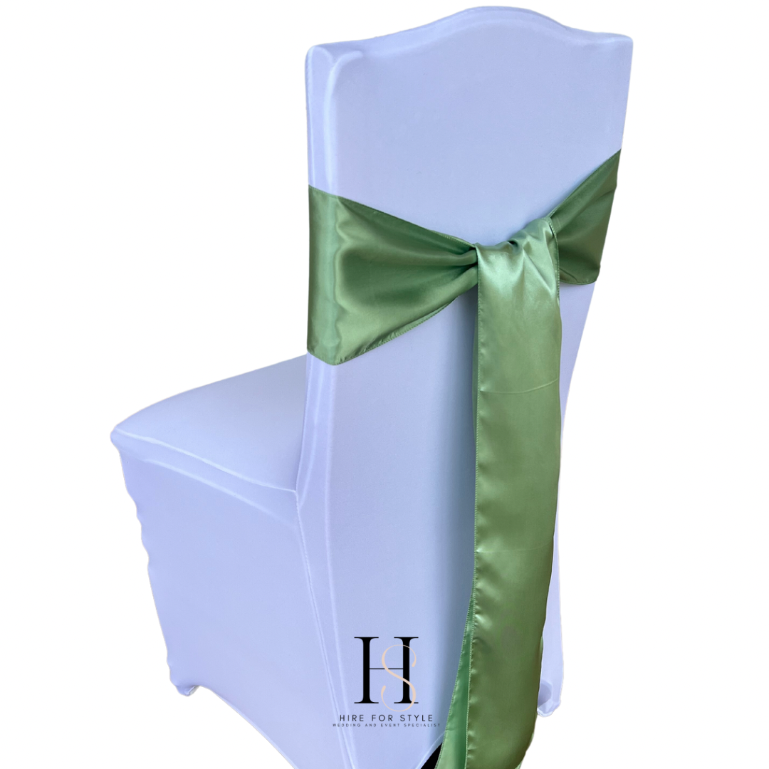 Green Satin Chair Sash HIRE