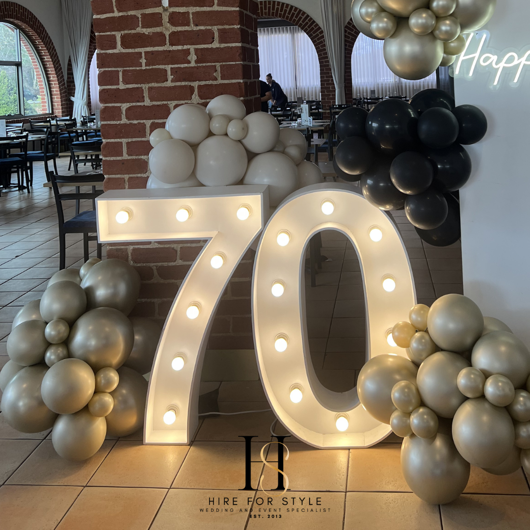 Rectangle Backdrop with Balloons and LED Sign