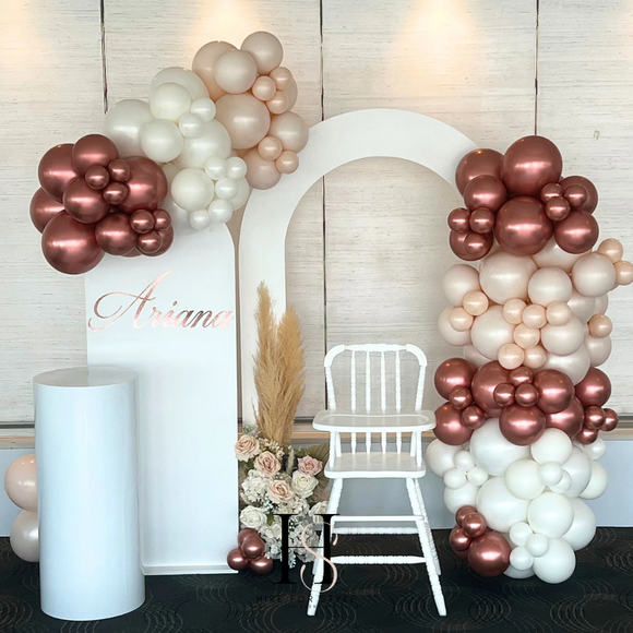 Parted Double Arch Backdrop with Balloons & Florals
