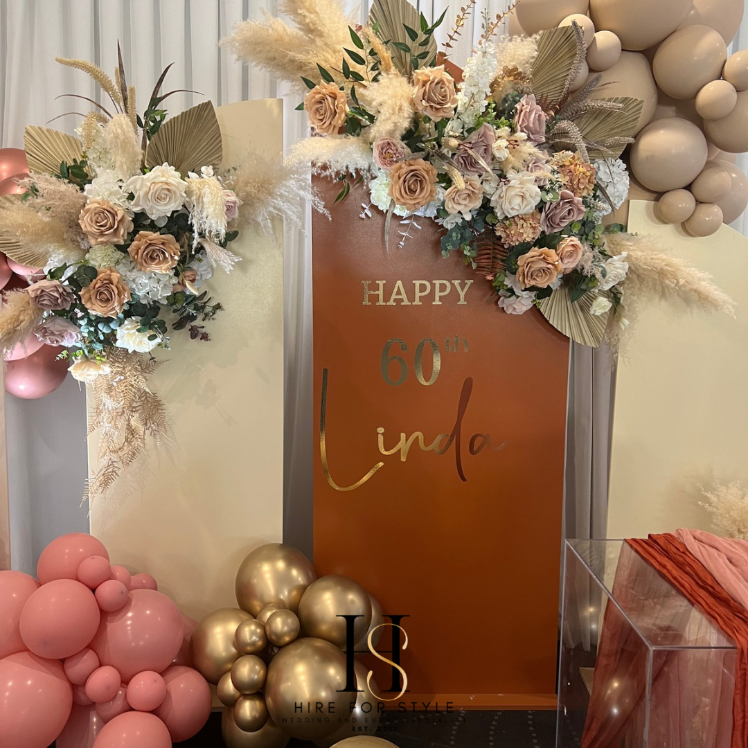 Set of 4 Sail Backdrops with Florals and Balloons