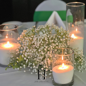 Reception Package with White Baby Breath Florals & Bridal Table