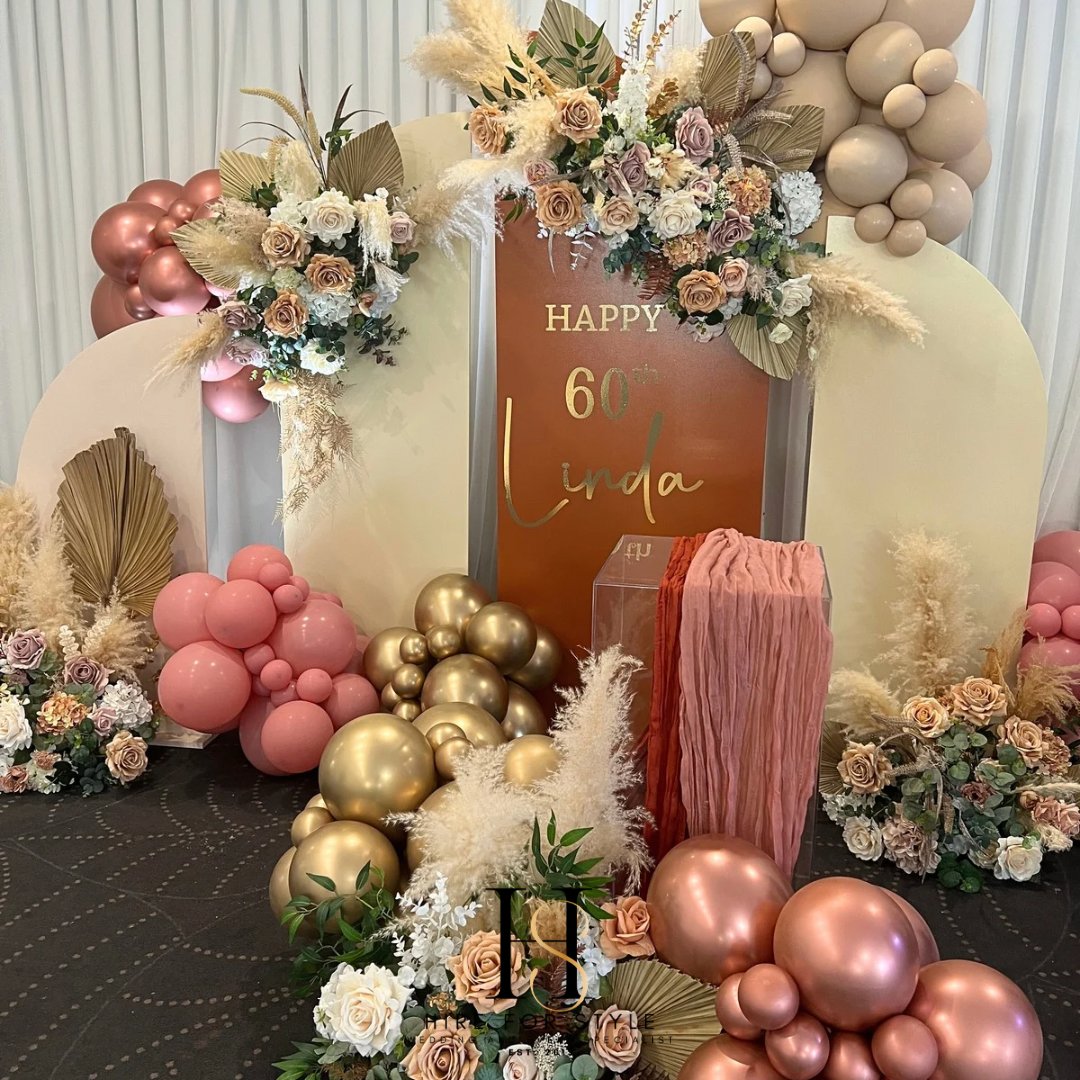 Set of 4 Sail Backdrops with Florals and Balloons