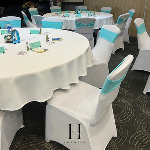 Aqua Blue Lycra Chair Band HIRE