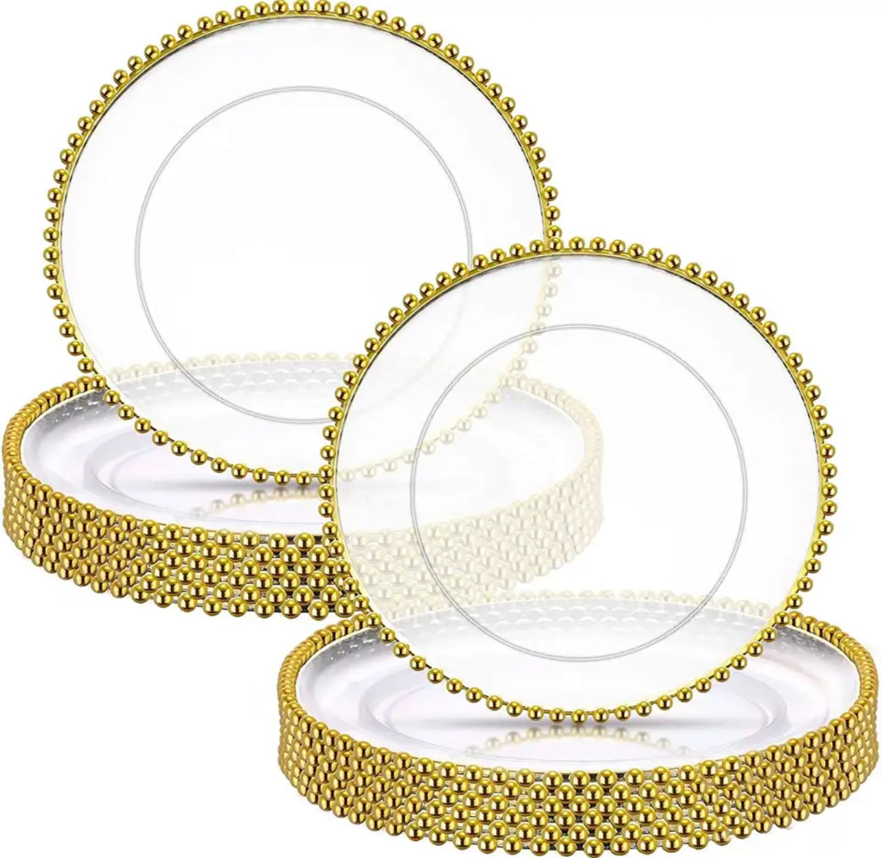 Clear Gold Beaded Charger Plate HIRE