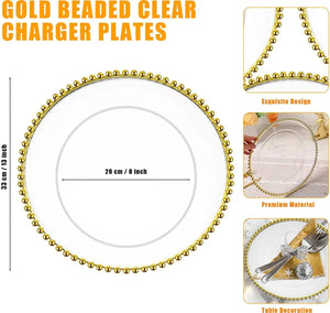 Clear Gold Beaded Charger Plate HIRE