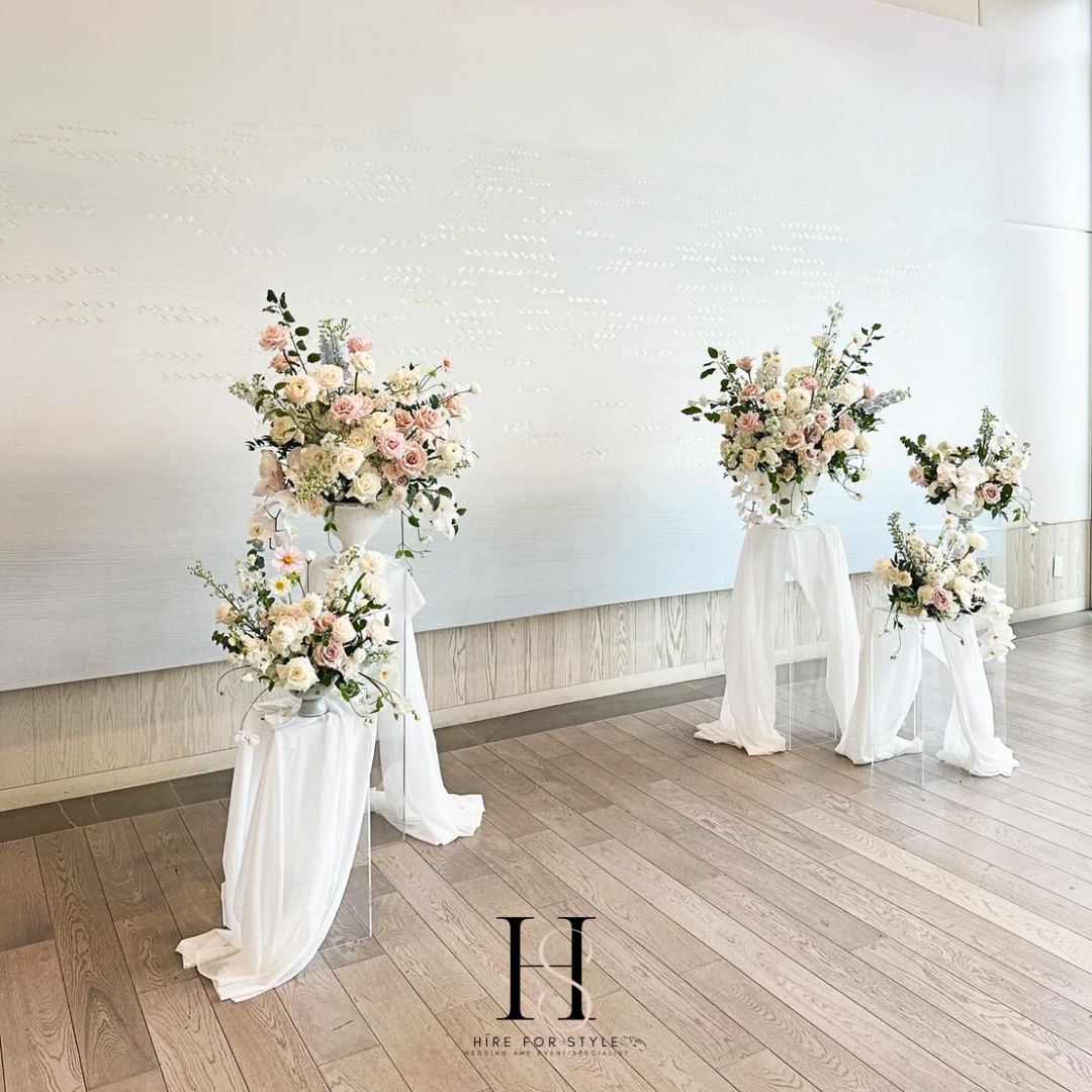 Plinths, Florals and Chairs Wedding Package Plus Service Fee