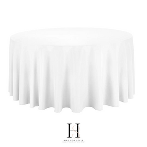 Large 300cm White Round Tablecloth Hire