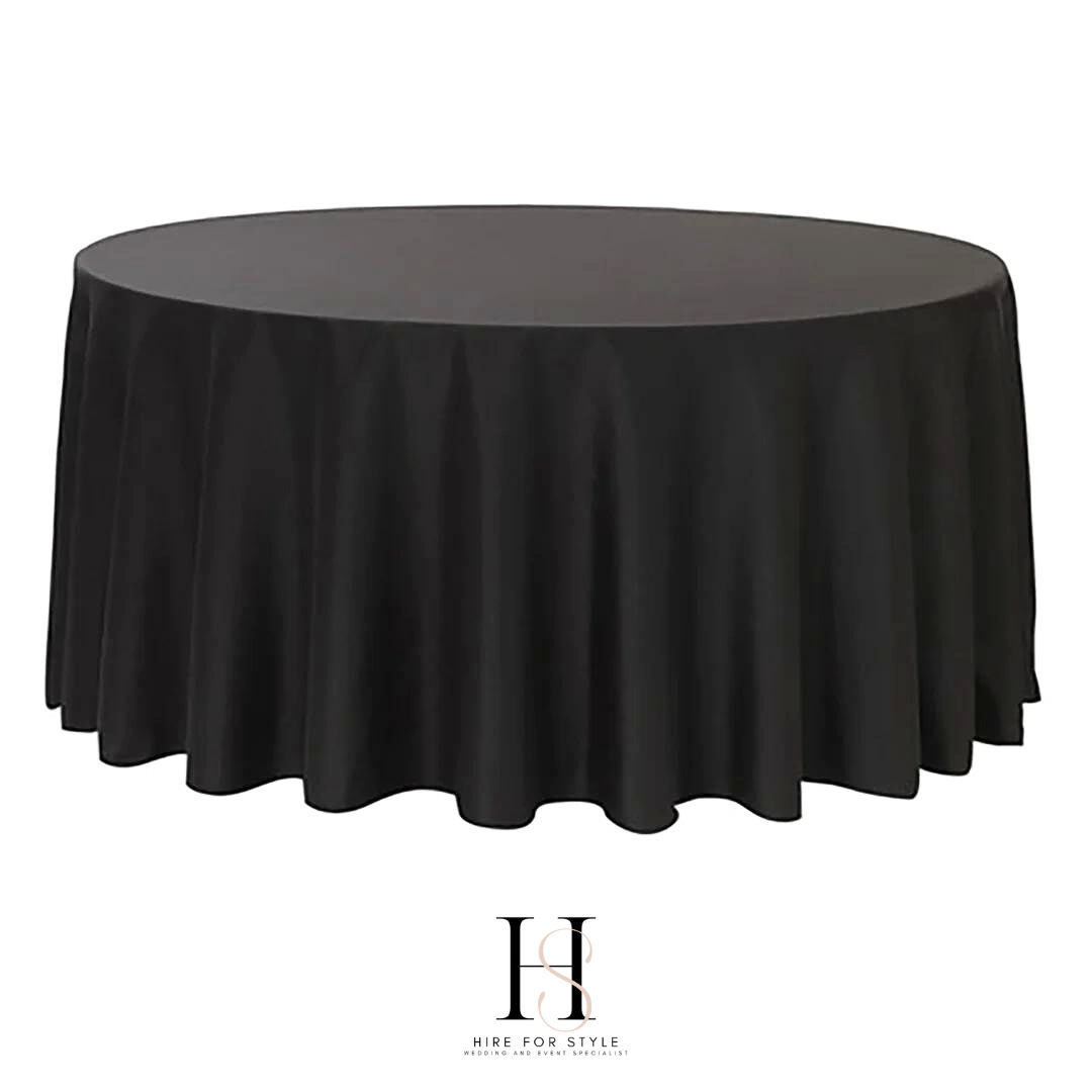 Hire Large 300cm Black Round Tablecloth | Hire For Style