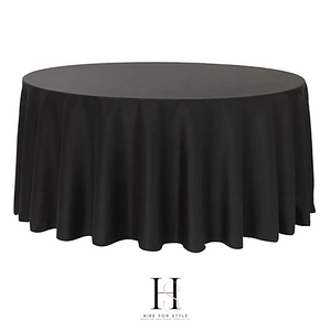 Large 300cm Black Round Tablecloth Hire