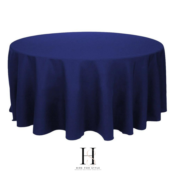 Large 300cm Navy Blue Round Tablecloth Hire