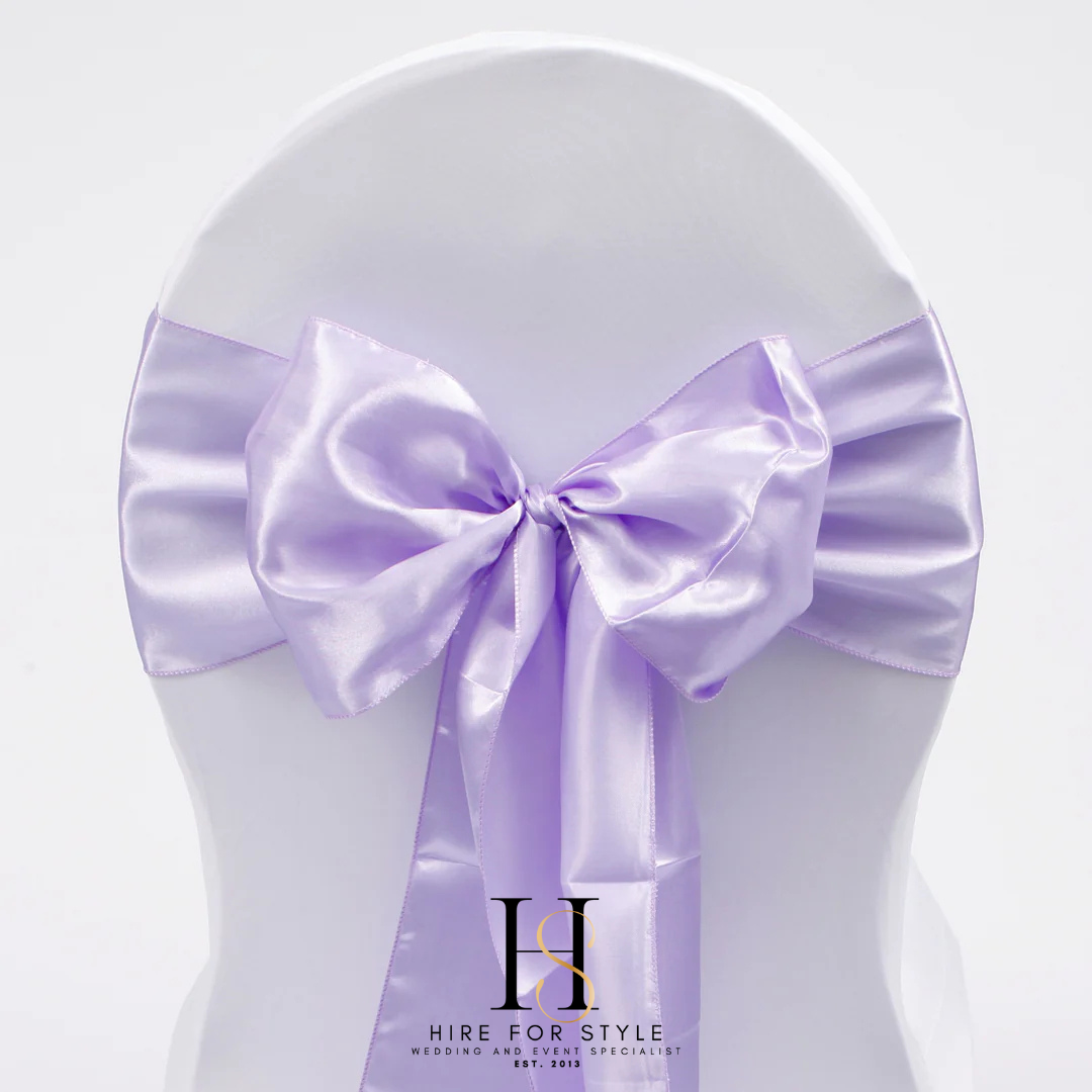 Lavender Purple Satin Chair Sash Hire