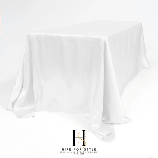 Large White Satin Table Overlay Hire