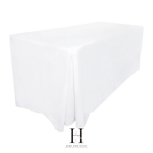 White Fitted 6ft Rectangle Tablecloth HIRE