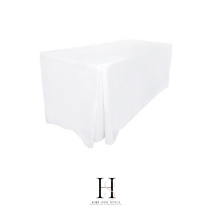 White Fitted 4ft Rectangle Tablecloth HIRE