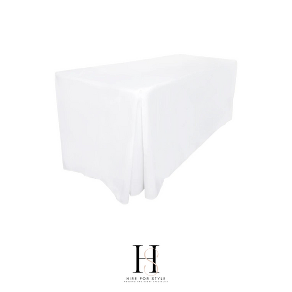 White Fitted 4ft Rectangle Tablecloth HIRE