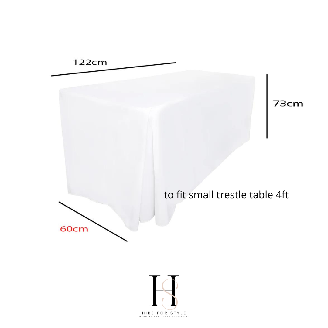 White Fitted 4ft Rectangle Tablecloth HIRE