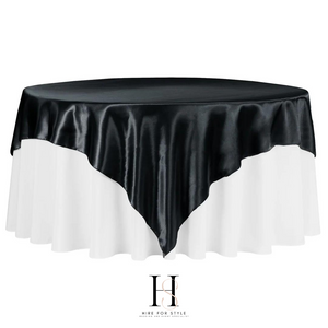 Square 230cm Medium Black Satin Table Overlay