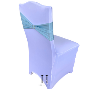 Light Blue Lycra Chair Band HIRE