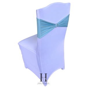 Light Blue Lycra Chair Band HIRE