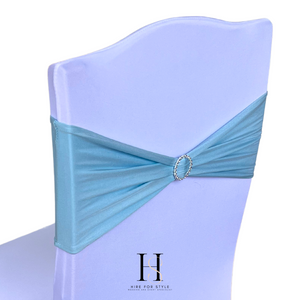 Light Blue Lycra Chair Band HIRE