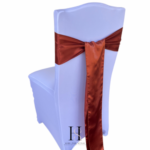 Orange Rust Satin Chair Sash HIRE