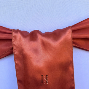 Orange Rust Satin Chair Sash HIRE