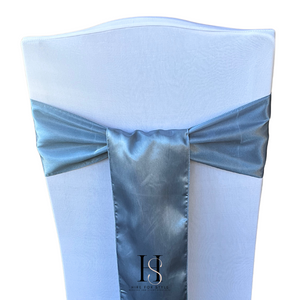 Dusty Blue Satin Chair Sash HIRE