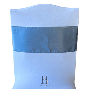 Dusty Blue Satin Chair Sash HIRE