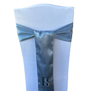 Dusty Blue Satin Chair Sash HIRE