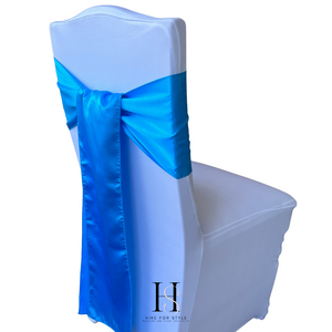 Bright Blue Satin Chair Sash HIRE