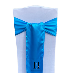 Bright Blue Satin Chair Sash HIRE