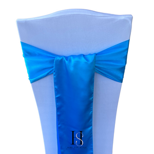 Bright Blue Satin Chair Sash HIRE