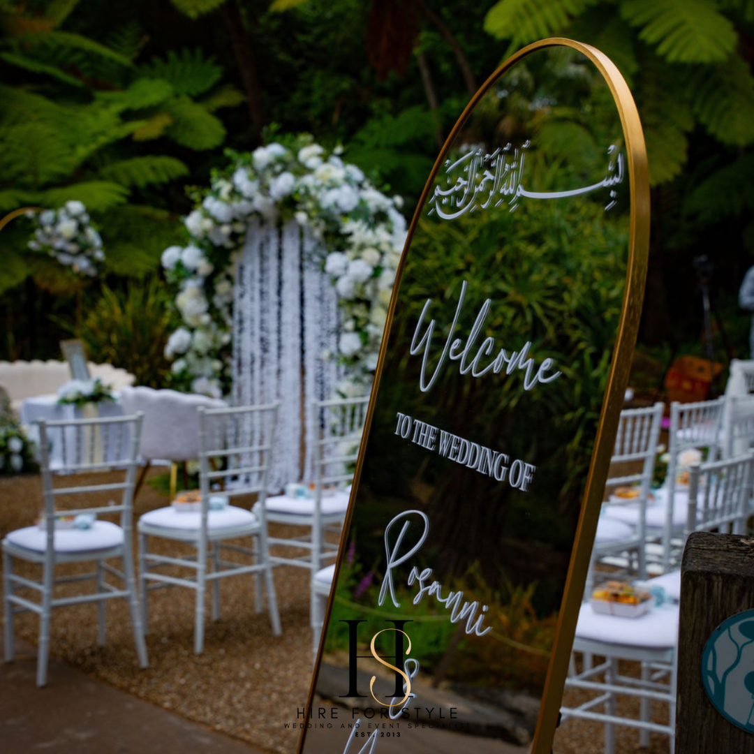 Gold Mirror Welcome Sign with Decal