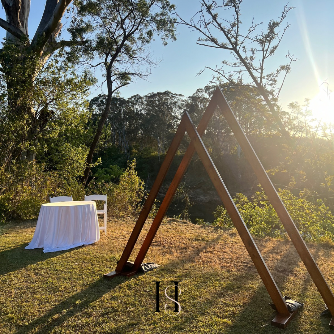 Wooden Triangle Pair Wedding Arbour Hire