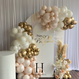 Double Arch White Backdrop with Balloons & Florals Package