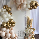 Double Arch White Backdrop with Balloons & Florals Package