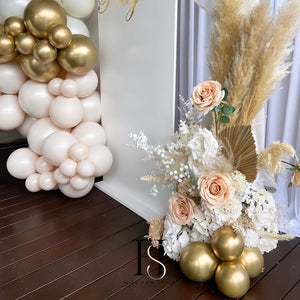 Double Arch White Backdrop with Balloons & Florals Package