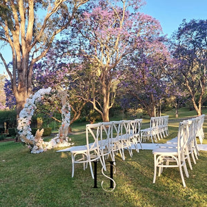 A105 Macarthur Wedding Ceremony Package with Cross Back Chairs includes Service Fee