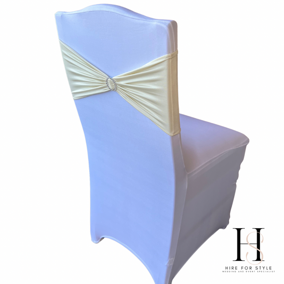 Ivory Lycra Chair Band HIRE