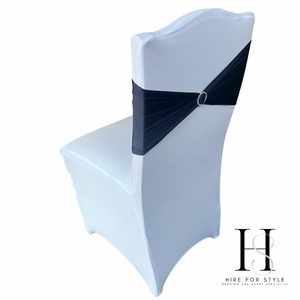 Navy Blue Lycra Chair Band HIRE